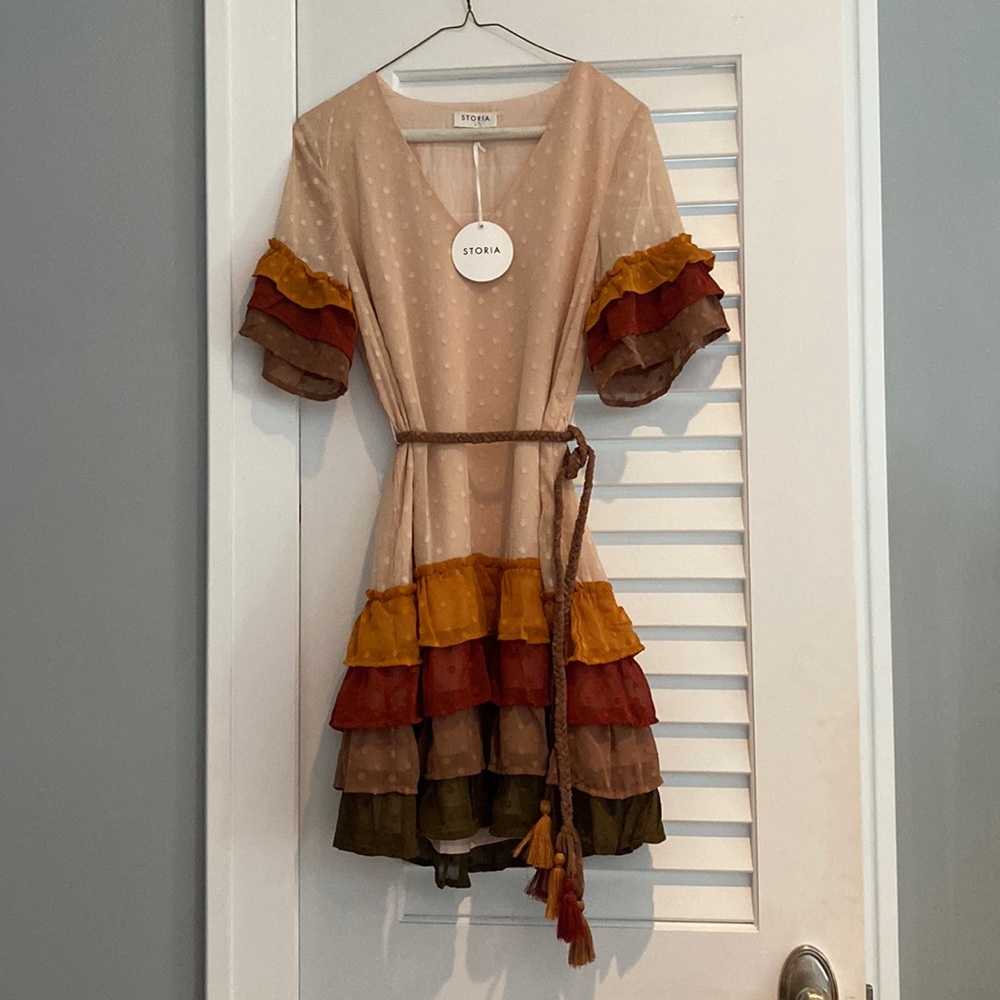Autumn Belle in Falling Ruffles Mini Dress